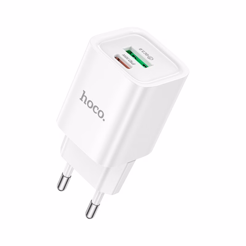 Зарядний пристрій HOCO C149A Charm 1xUSB-C PD30W + 1xUSB QC3.0 White (6942007630337)