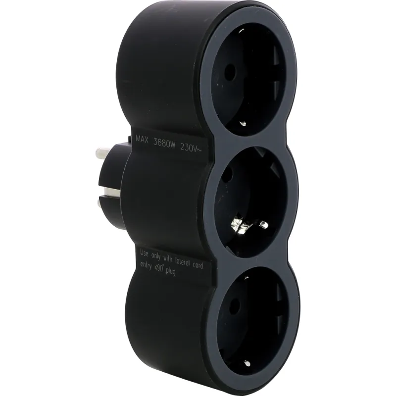 Мережевий розгалужувач Legrand СТАНДАРТ 3х2К+З фронтальні розетки , колір Чорний (694519)