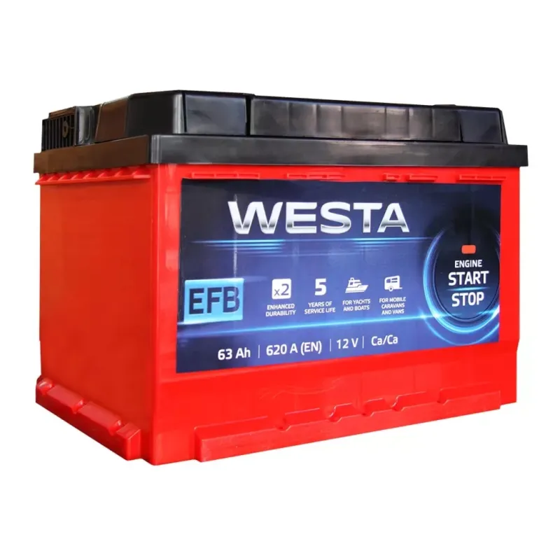 Акумулятор автомобільний Westa 6CT-63 А (1) RED EFB