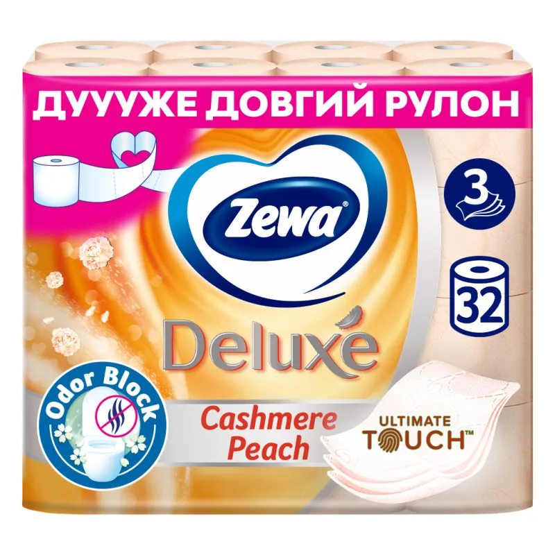 Туалетний папір Zewa Deluxe Персик 3 шари 32 рулони (7322542544631)