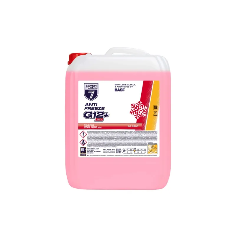 Антифриз 7FLAGS Super G12+ червоний ПЕ 10,4кг (7350118360484)