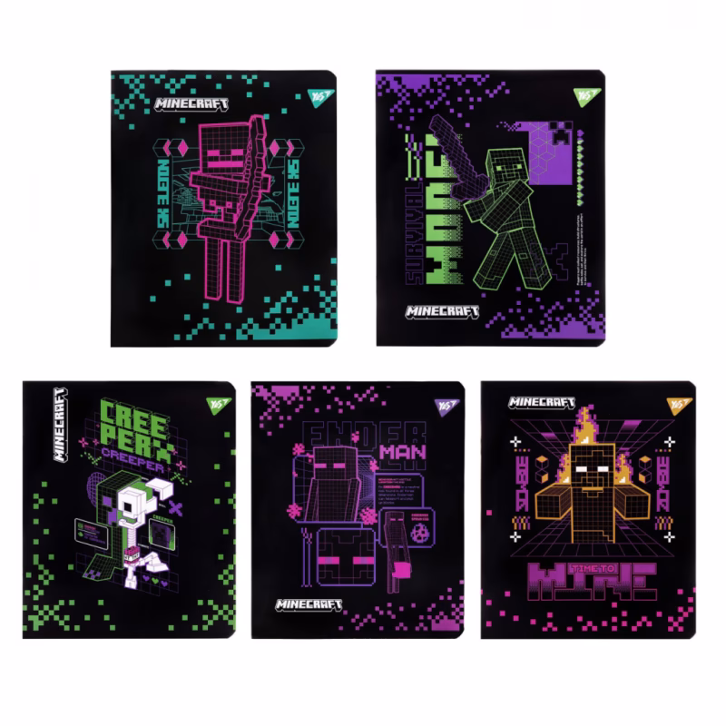 Зошит Yes Minecraft. Black 12 аркушів клітинка (767495)