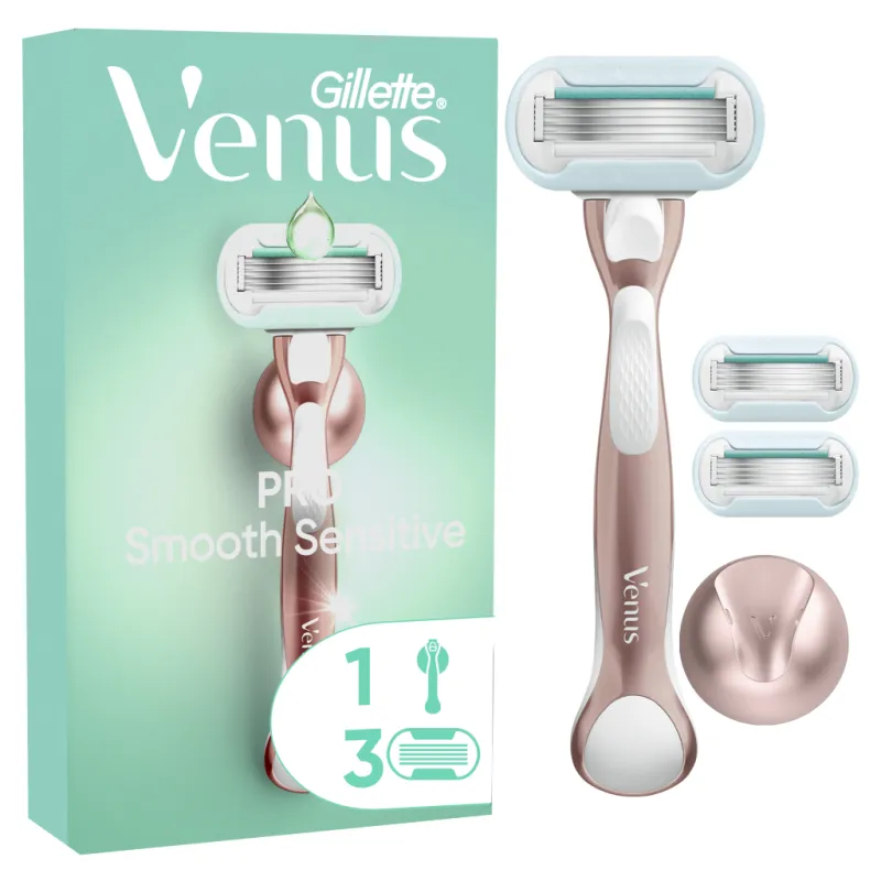 Бритва Gillette Venus Extra Smooth Sensitive RoseGold с 3 сменными картриджами (7702018609994)