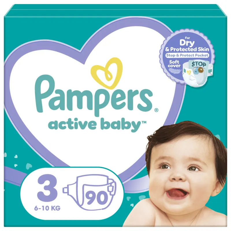 Підгузки Pampers Active Baby Mid Розмір 3 (6-10 кг) 90 ш (8001090949455)