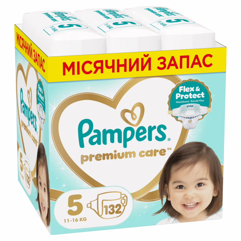 Подгузники Pampers Premium Care Розмір 5 (11-16 кг) 132 шт (8006530223478)
