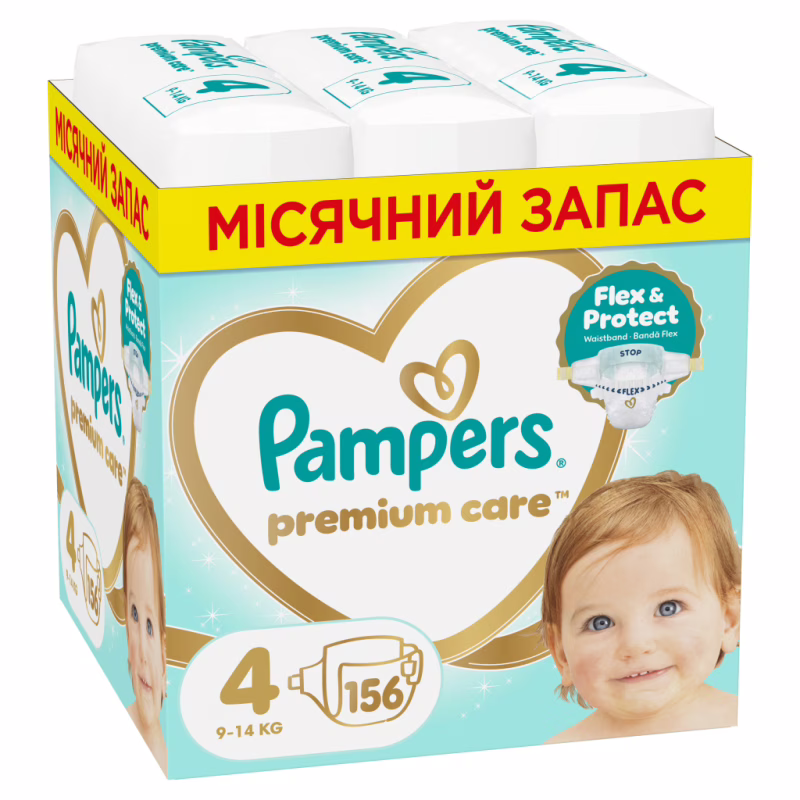 Подгузники Pampers Premium Care Розмір 4 (9-14 кг) 156 шт (8006530223591)