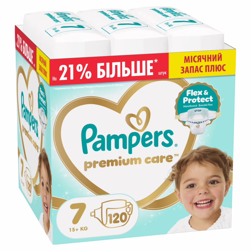 Подгузники Pampers Premium Care Розмір 7 (15+ кг) 120 шт (8006530223638)