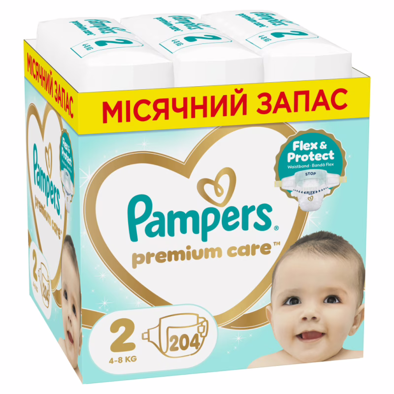 Подгузники Pampers Premium Care Розмір 2 (4-8 кг) 204 шт (8006530223669)