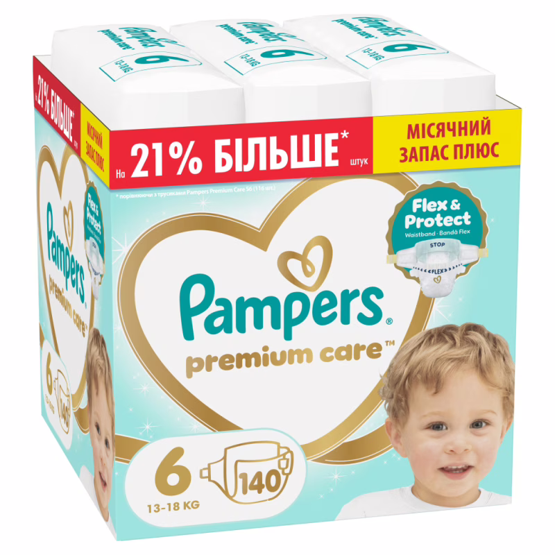 Подгузники Pampers Premium Care Розмір 6 (13-18 кг) 140 шт (8006530223683)