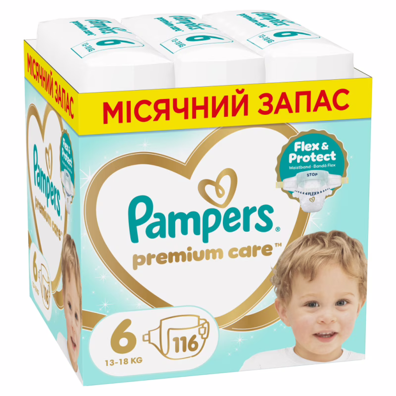 Подгузники Pampers Premium Care Розмір 6 (13-18 кг) 116 шт (8006530223744)
