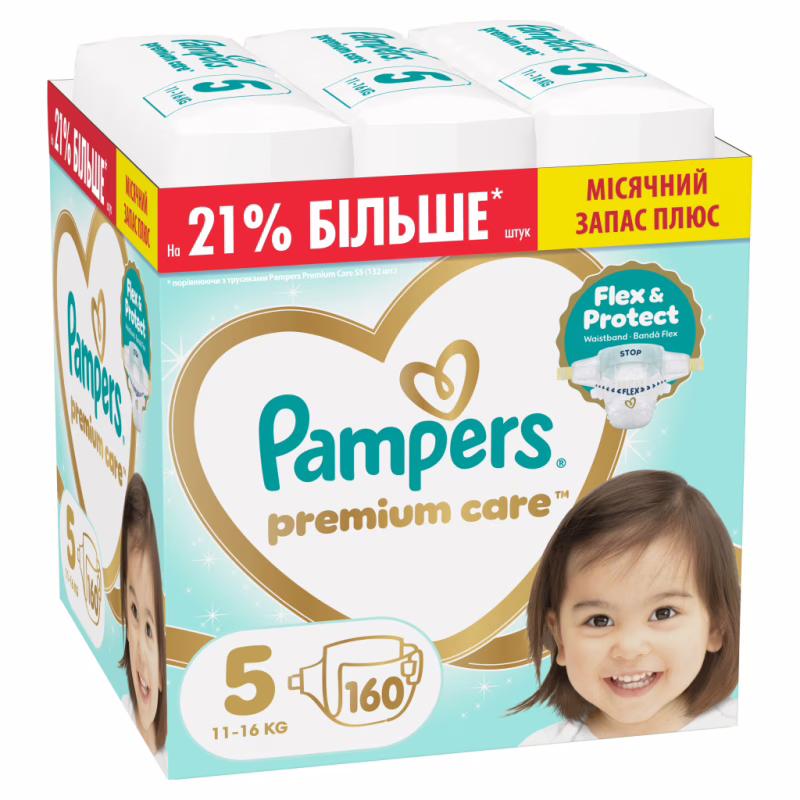 Подгузники Pampers Premium Care Розмір 5 (11-16 кг) 160 шт (8006530223799)