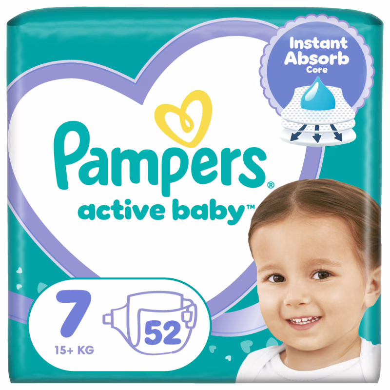 Подгузники Pampers Active Baby Розмір 7 (15+ кг) 52 шт (8006530230131)