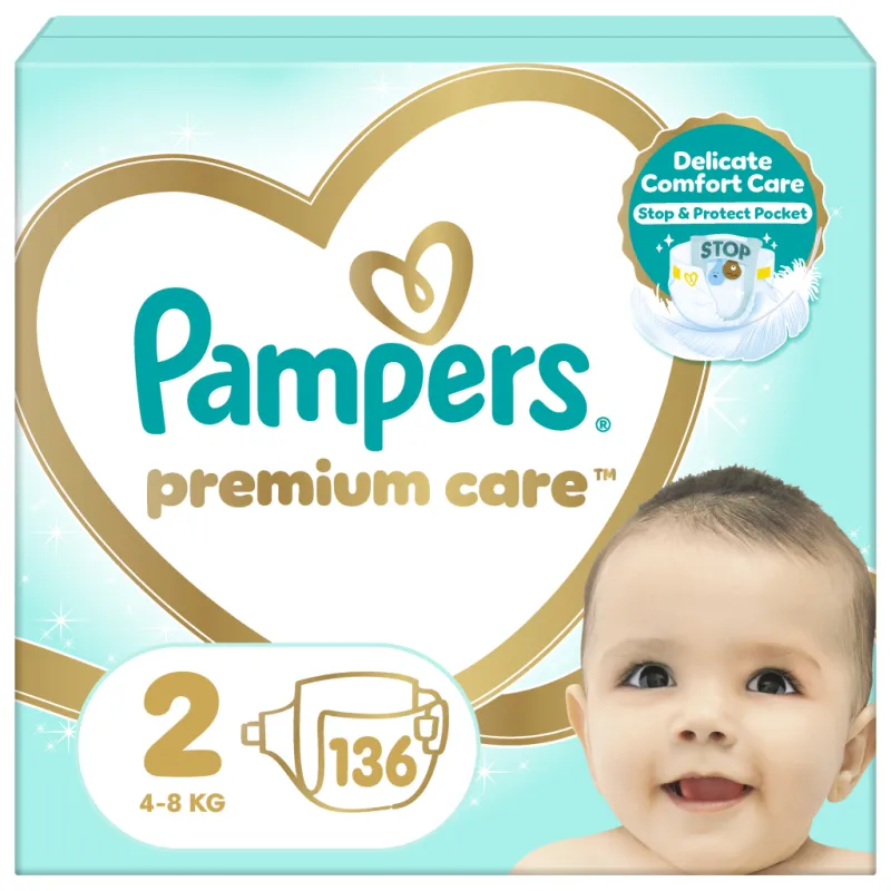 Підгузки Pampers Premium Care Розмір 2 (4-8 кг) 136 шт (8006540855812)