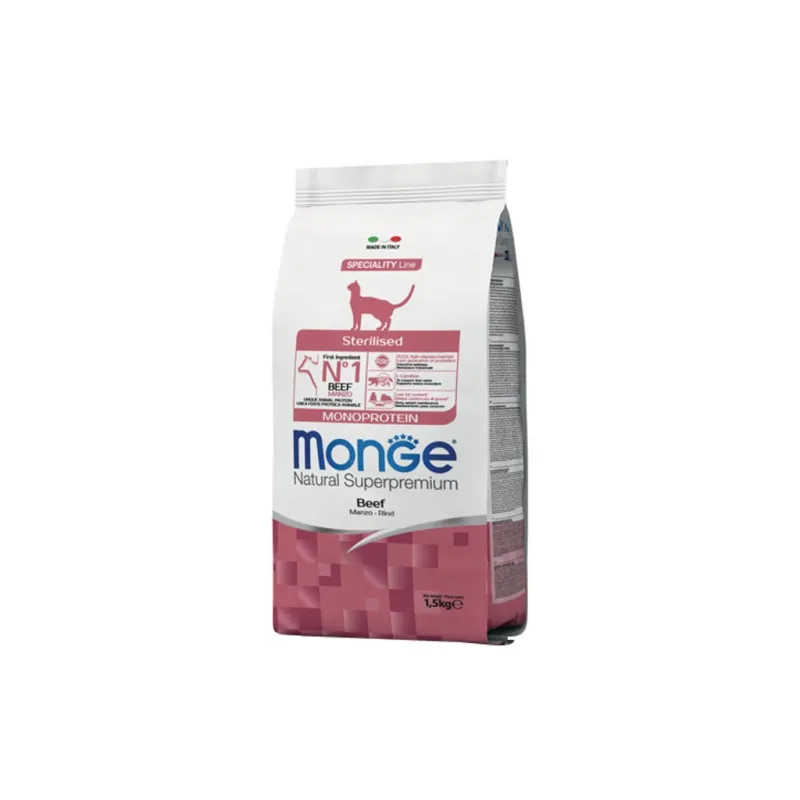Сухий корм для кішок Monge Cat Sterilised з яловичиною 1.5 кг (8009470005524)