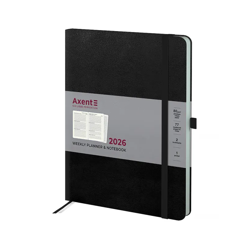 Тижневик Axent датований 2026 Grand Strong 195х255, чорний (8530-26-01-A)