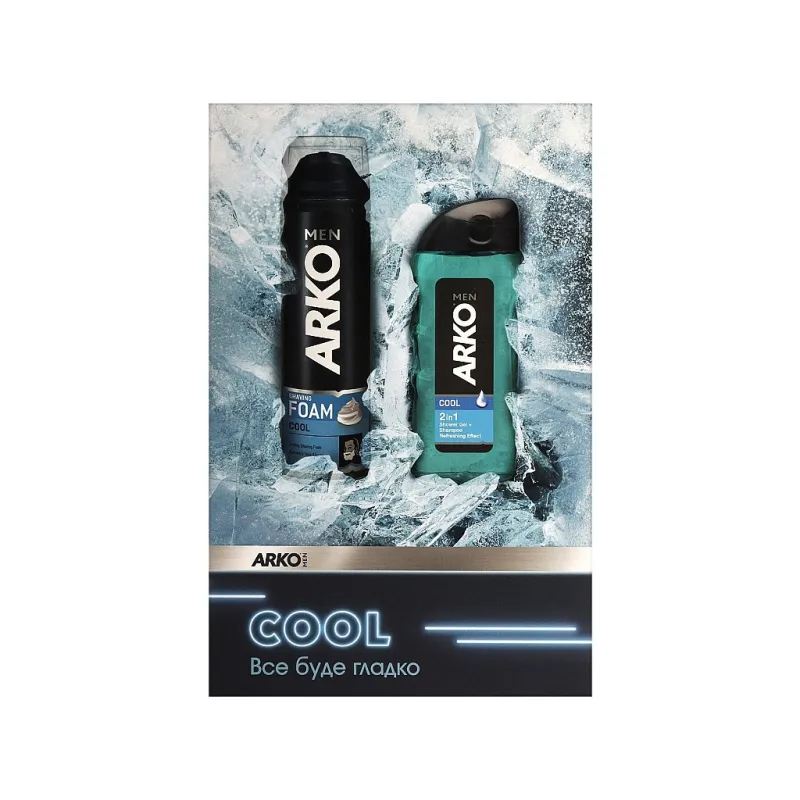Набір косметики ARKO Men Cool Піна для гоління 200 мл + Гель для душу 260 мл (8690506546717)