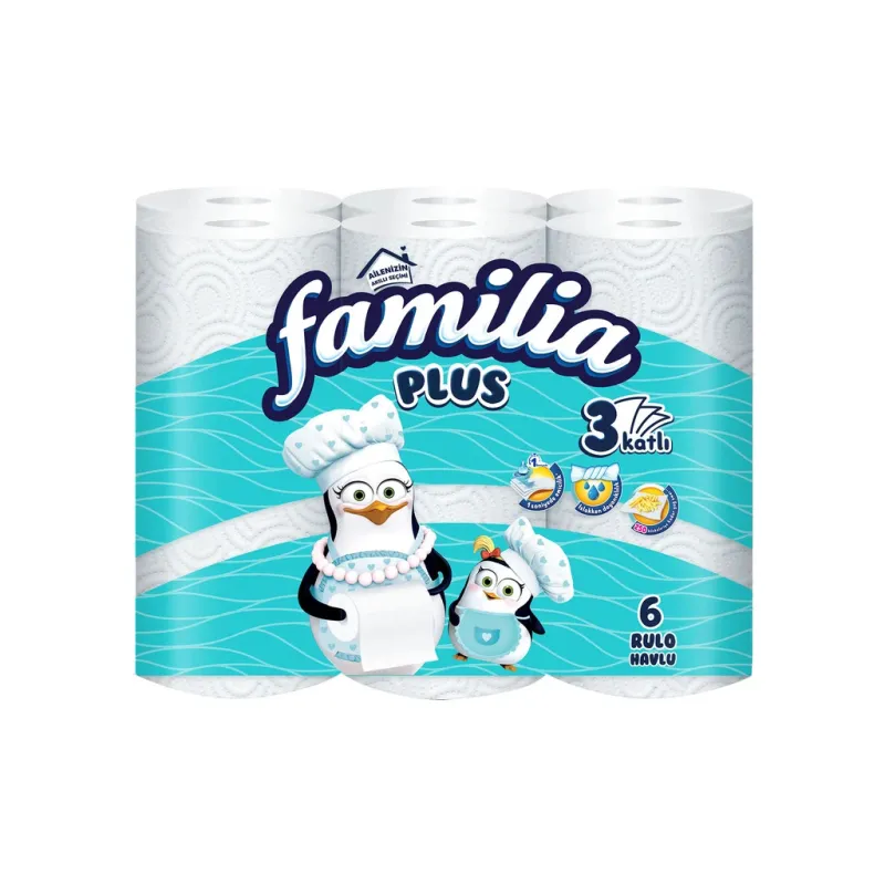 Паперові рушники Familia 90 відривів 3 шари 6 рулонів (8690536011186)
