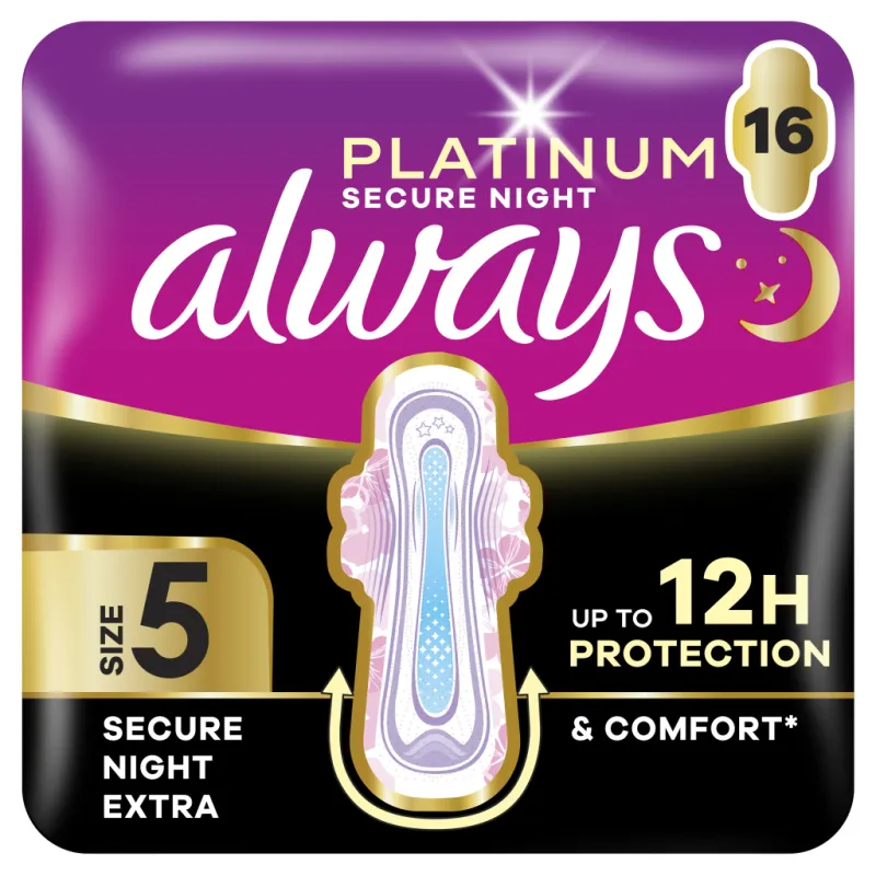 Гігієнічні прокладки Always Platinum Secure Night Extra Розмір 5 16 шт. (8700216452885)