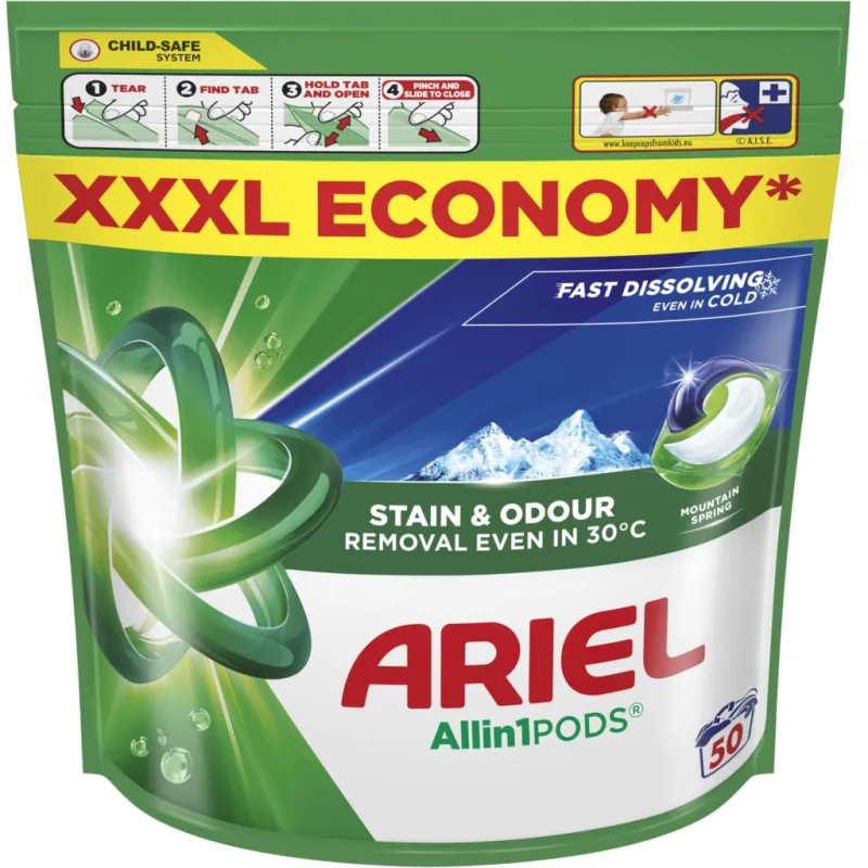 Капсули для прання Ariel Pods All-in-1 Гірське джерело 50 шт. (8700216764360)