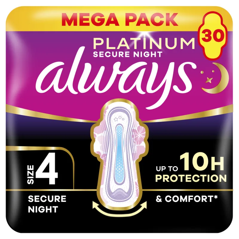 Гігієнічні прокладки Always Platinum Secure Night Розмір 4 30 шт. (8700216784573)