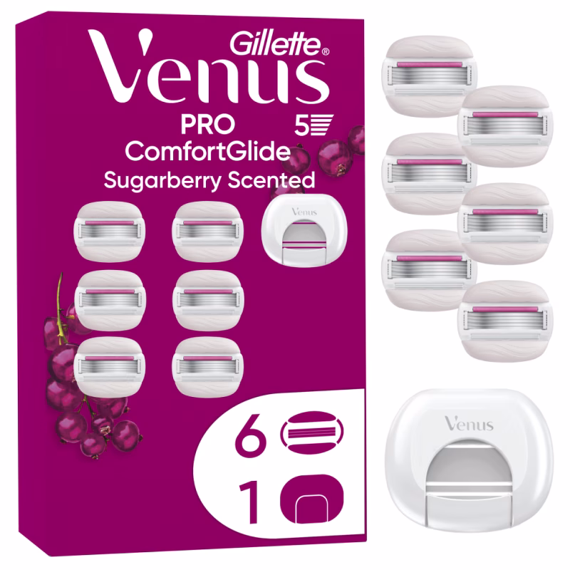 Змінні касети Gillette Venus PRO ComfortGlide Sugarberry Scented 6 шт. + Чохол (8700216969253)