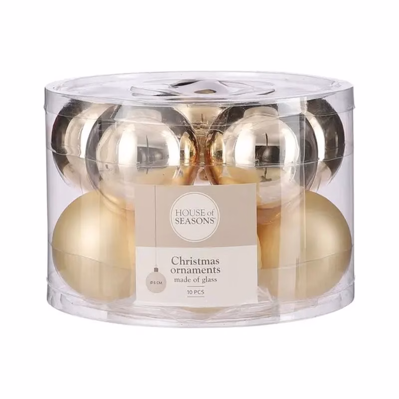 Елочная игрушка House Of Seasons Стеклянные шарики 10 шт D6 см Шампань (8718861800289)