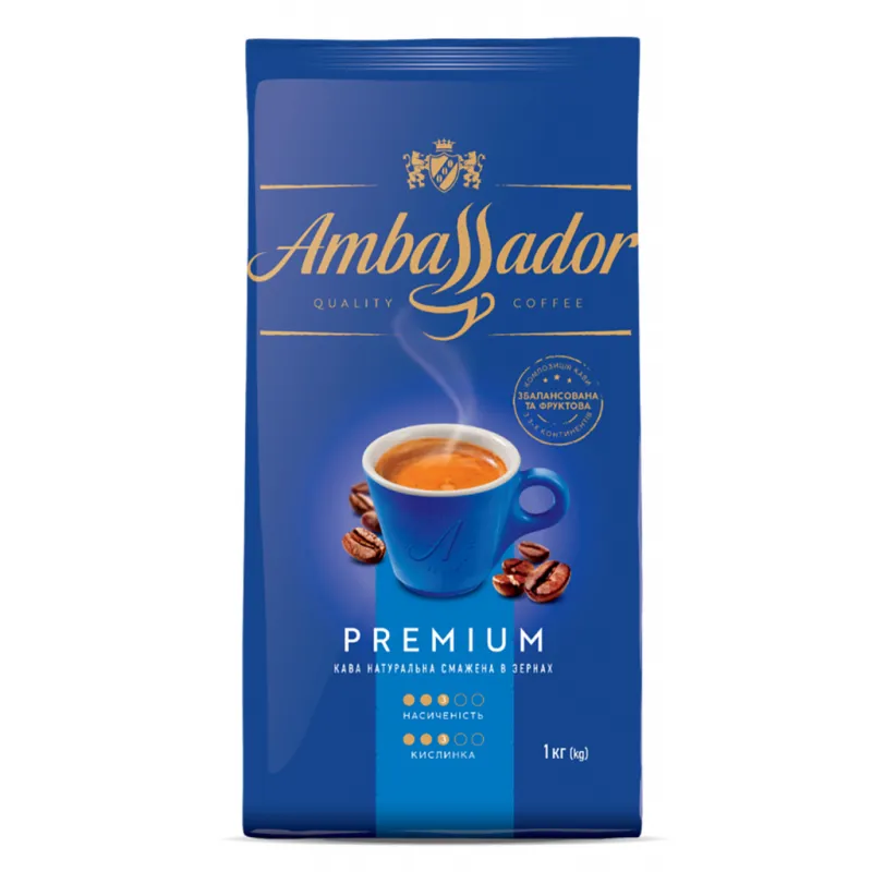 Кава Ambassador Premium В зернах 1 кг (8720254065083)
