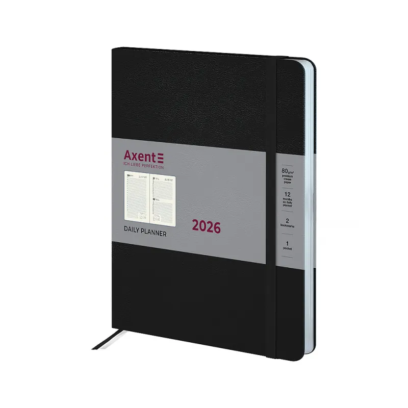 Еженедельник Axent датированный 2026 Grand Strong, 195х255, черный (8830-26-01-A)