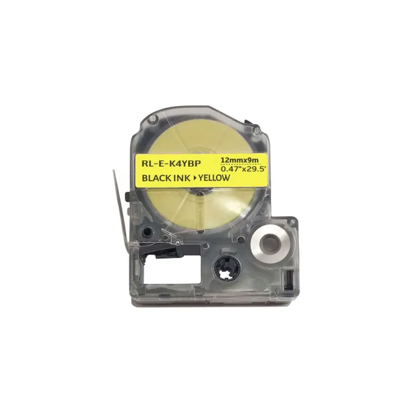 Лента для принтера этикеток UKRMARK RL-E-K4YBP-BK/YE, аналог LK4YBP. 12 мм х 9 м (900275)