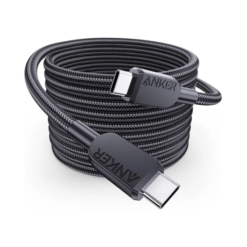 Дата кабель USB-C to USB-C 0.9m 240W nylon 310 black Anker (A81D5H11)
