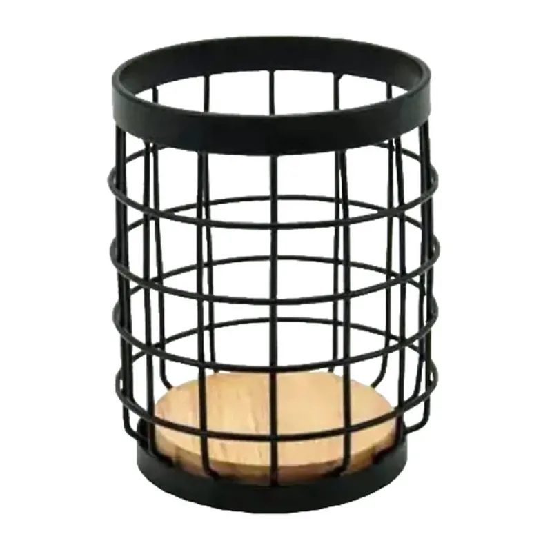 Підставка для кухонного приладдя Ardesto Midori, 12х12х15.5см, метал, дерево, чорний (AR0925B)