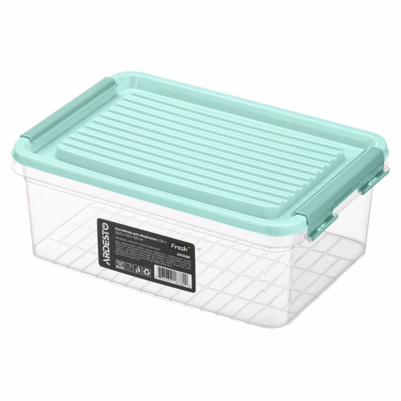 Пищевой контейнер ARDESTO Fresh 2.8л, пластик, прямокутна, блакитний (AR1306B)