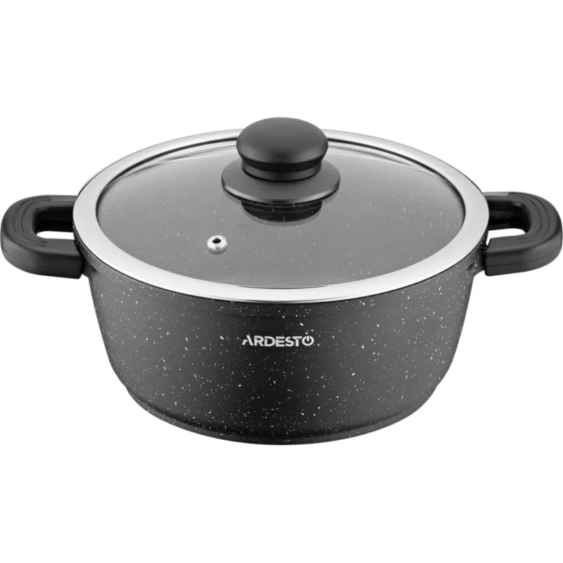 Каструля Ardesto Gemini Anzio скляна кришка 20 см 2,5 л чорна (AR2420GE)