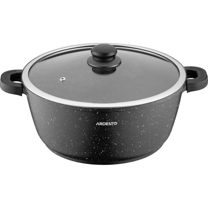 Кастрюля Ardesto Gemini Anzio скляна кришка 28 см 6,4 л чорна (AR2426GE)