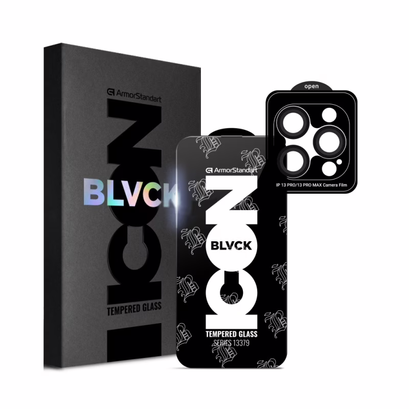 Стекло защитное Armorstandart Supreme Plus Black Icon Apple iPhone 13 Pro (ARM68072)