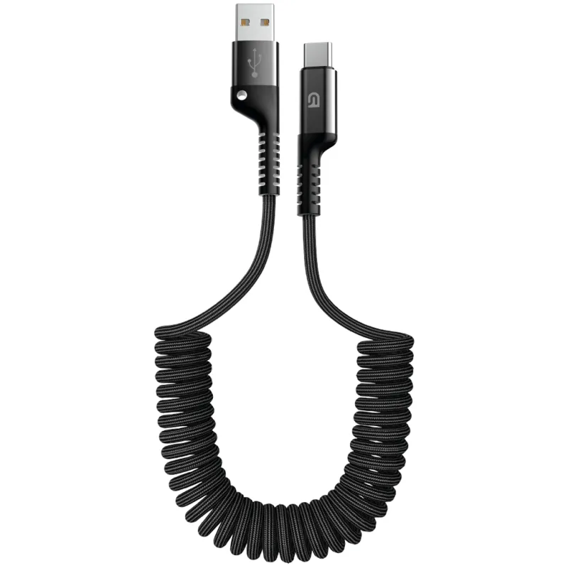 Дата кабель USB 2.0 AM to USB-C 1.0m Spiral 2.4A black Armorstandart (ARM75390)