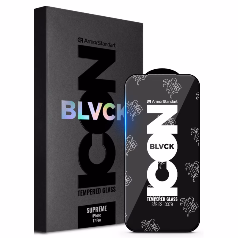 Стекло защитное Armorstandart Supreme Black Icon Apple iPhone 17 Pro (ARM86400)
