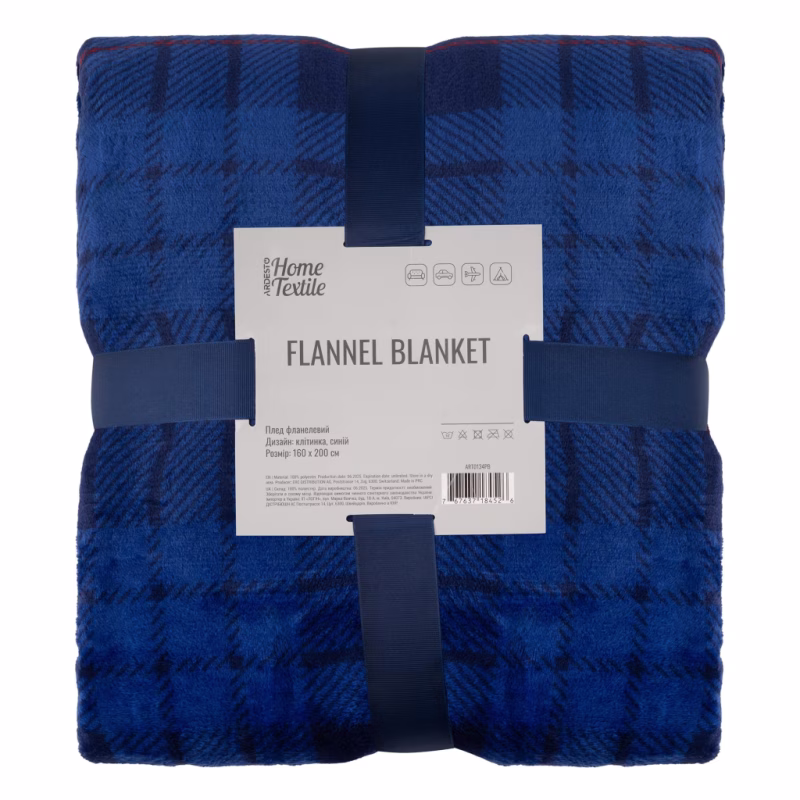 Плед Ardesto Flannel 160х200см, 100% поліестер, клітинка, синій (ART0134PB)