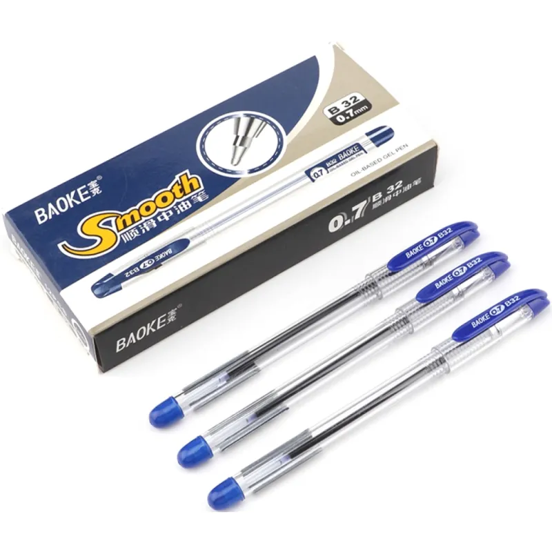 Ручка масляная Baoke Smooth 0,7 мм, с гриппом синяя, 12 шт (B32-blue)