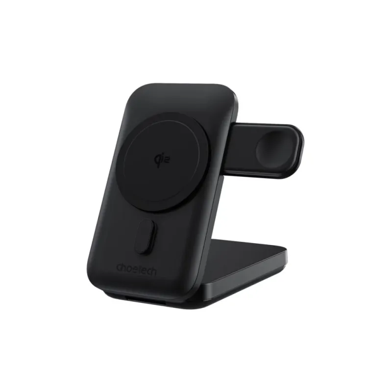 Батарея універсальна Choetech Magnetic Wireless 10000mAh 20W, PD, Qi-2 15W, USB-C, Lightning, Apple Watch charger (B750-CCBK)