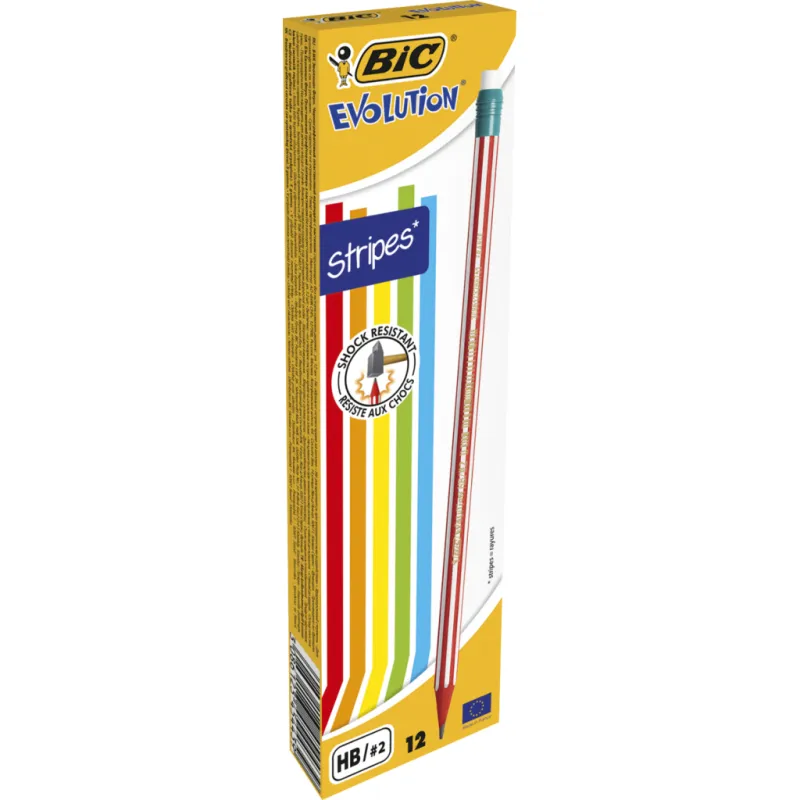 Олівець графітний Bic Evolution Stripes HB, з гумкою (bc8960342)