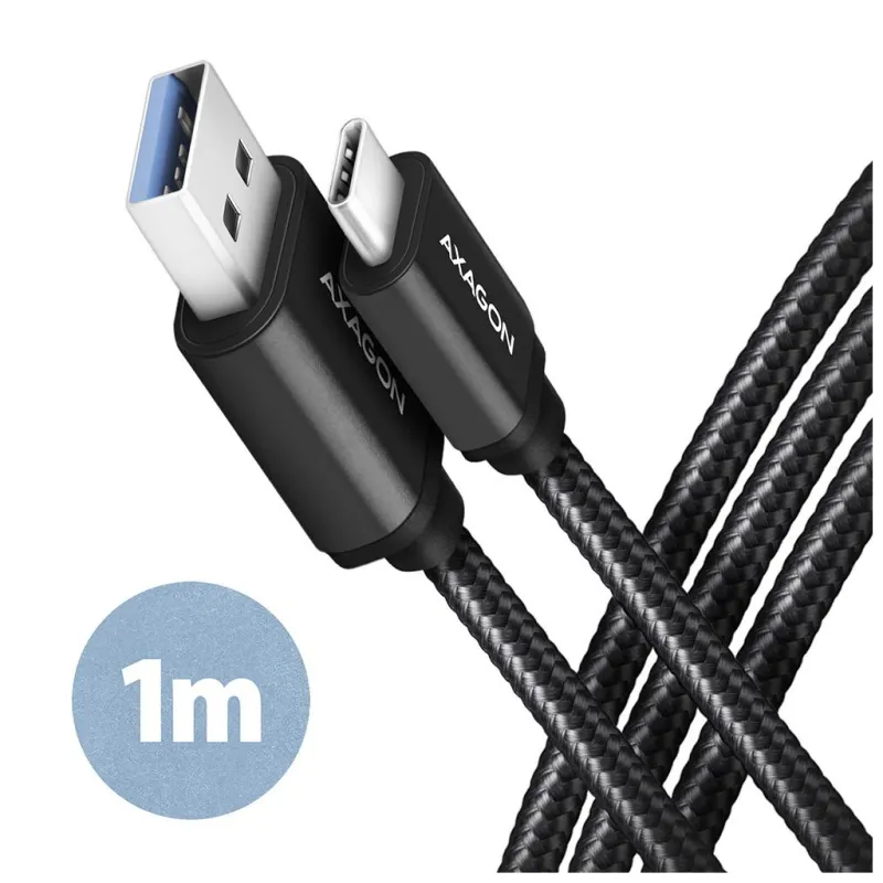 Дата кабель USB 3.2 AM to USB-C 1.0m black AXAGON (BUCM3-AM10AB)