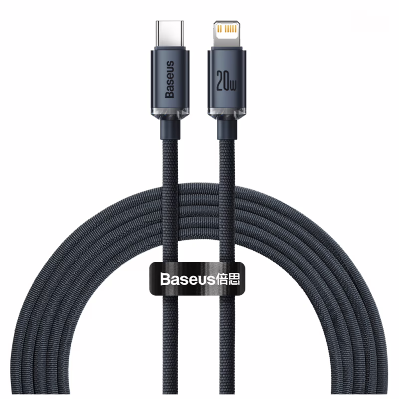 Дата кабель USB-C to Lightning 2.0m 20W Crystal Shine Series black Baseus (CAJY000301)