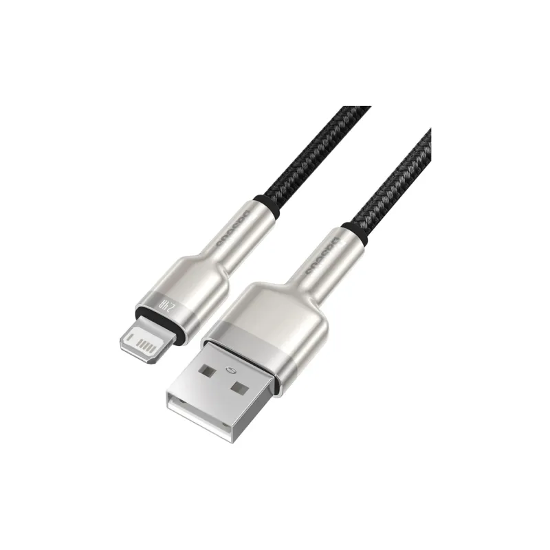 Дата кабель USB 2.0 AM to Lightning 1.0m Cafule Metal 2.4A black Baseus (CALJK-A01)