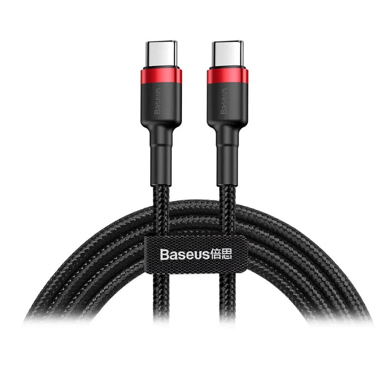 Дата кабель USB-C to USB-C 2.0m USB 3.1 3A red-black Baseus (CATKLF-H91)