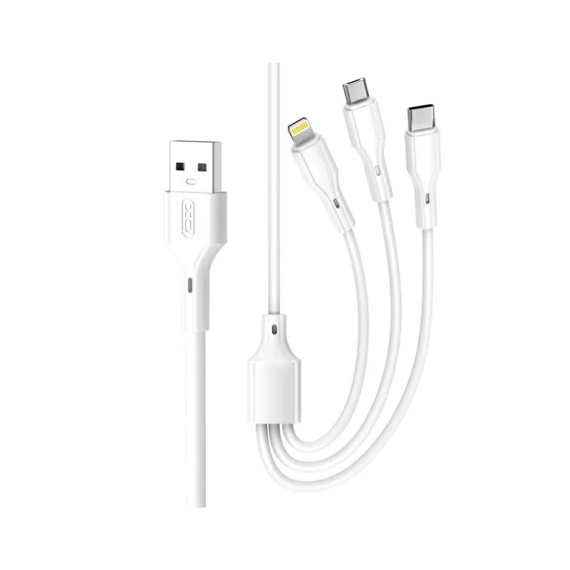 Дата кабель USB 2.0 AM to Lightning + Micro 5P + USB-C 1.0m 2.4A XO (CB-23U3)