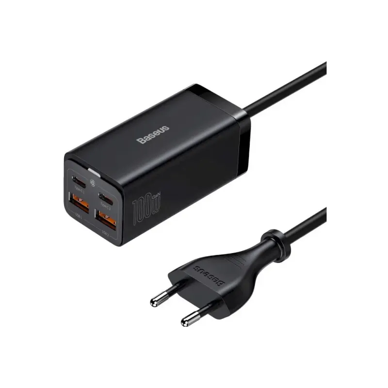 Зарядний пристрій Baseus 2xUSB-C 100W + 2xUSB GaN black (CCGP000101)