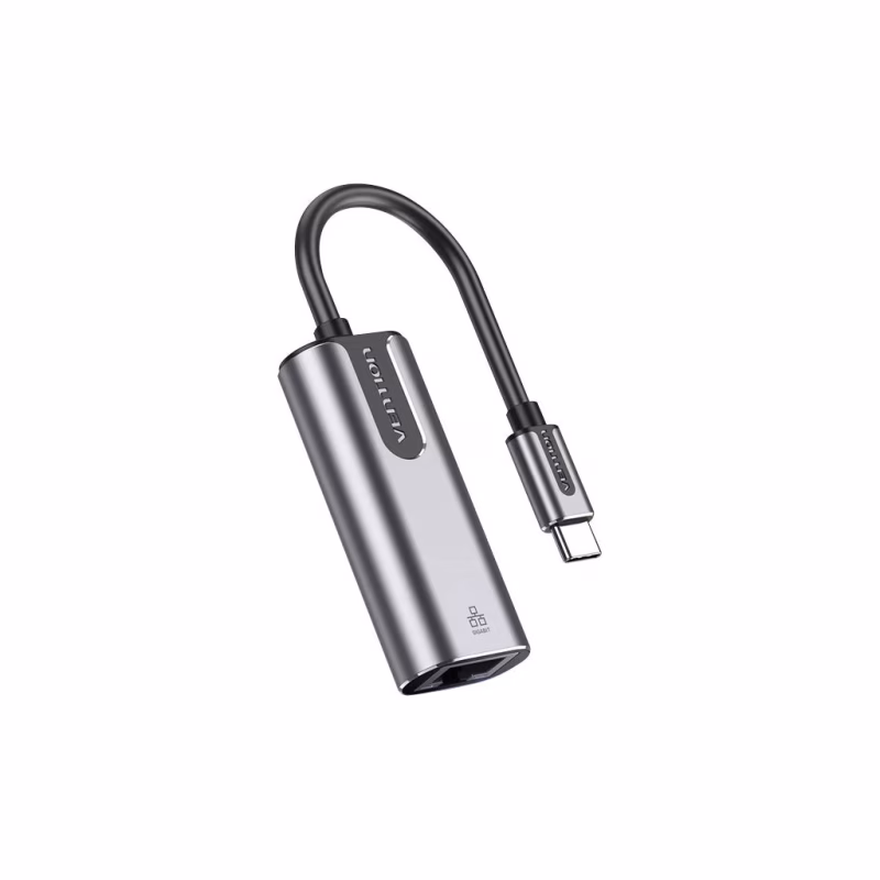 Перехідник USB-C to RJ45 Ethernet 1000Mbps Aluminum black Vention (CFNHB)