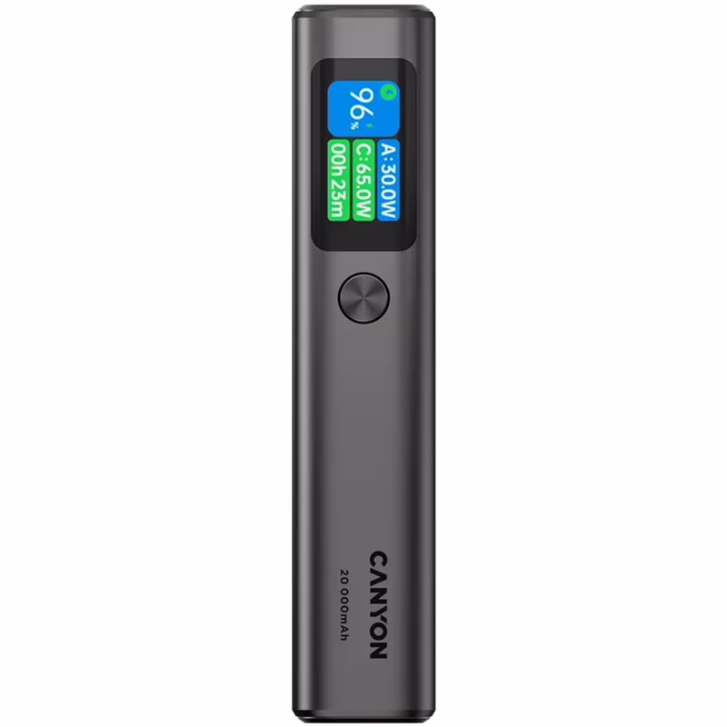 Батарея універсальна Canyon 20000mAh OnPower 230 TFT PD/130W Dark Grey (CNS-CPB230DG)