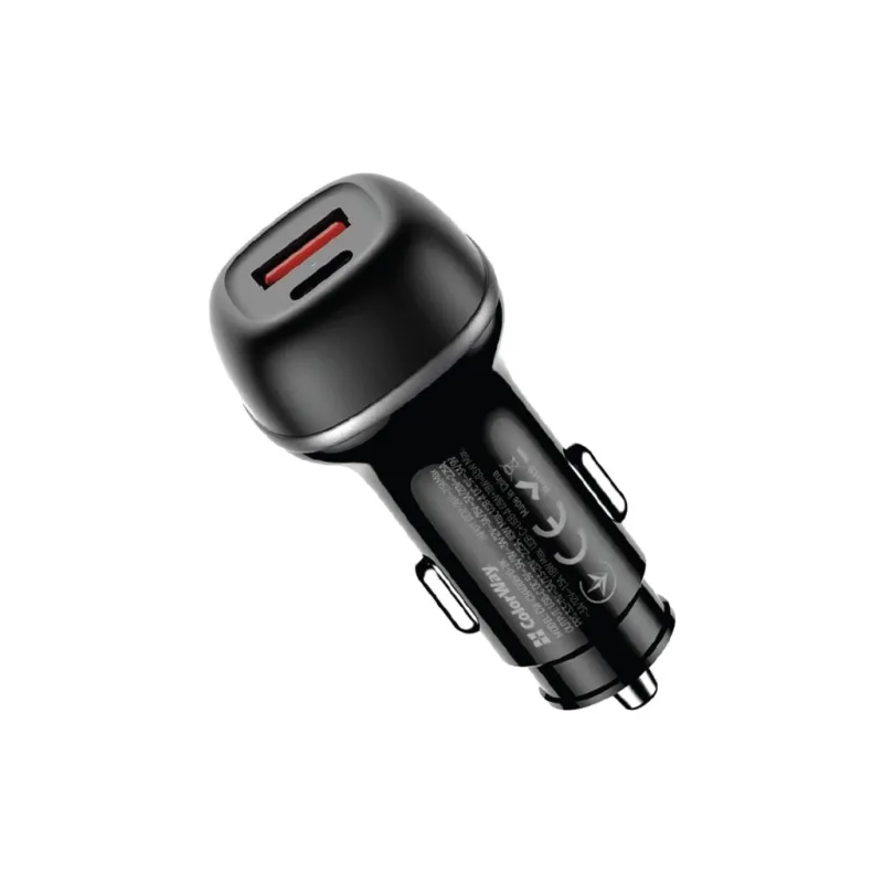 Зарядний пристрій ColorWay USB-C PD65W + USB QC3.0 car adapter (CW-CHA068PD-BK)